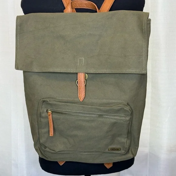 Billabong Backpack with Leather Strap Olive Green 17”x14” - Picture 9 of 13